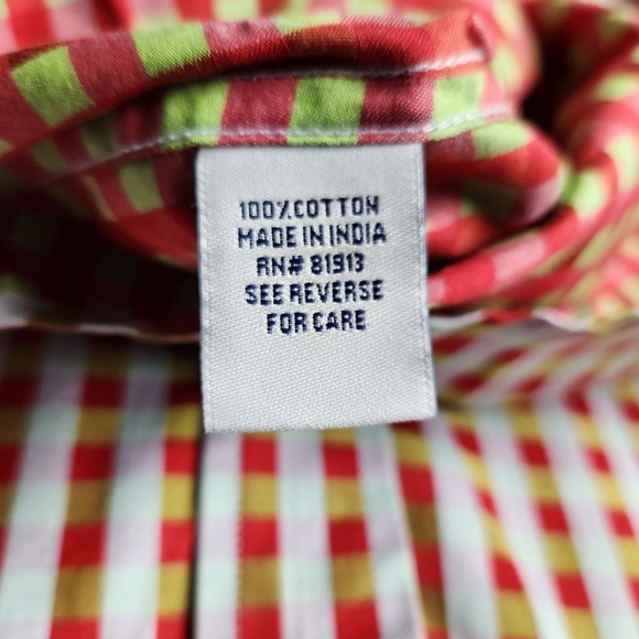 Robert Graham Red Green Silver Checkered Plaid Button Up Shirt Men's Size 2XL - Picture 7 of 9